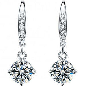 silver moissanite drop earrings jewellery women