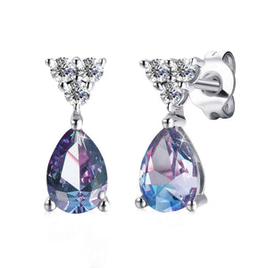 alexandrite crystal silver drop earrings