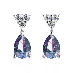alexandrite crystal silver drop earrings