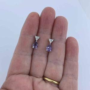 alexandrite crystal silver drop earrings