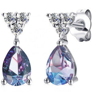 alexandrite crystal silver drop earrings