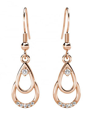 rose gold dangle crystal earrings for women