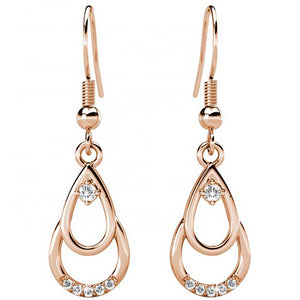rose gold dangle crystal earrings for women
