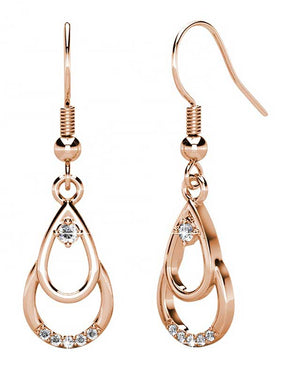 rose gold dangle crystal earrings for women