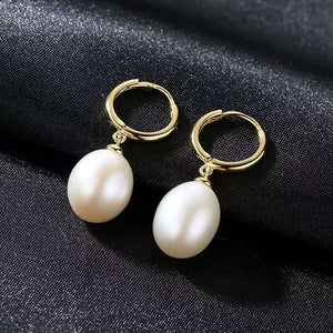 gold drop white pearl earrings jewellery