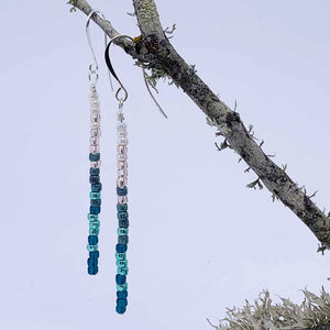 aqua silver tassel earrings