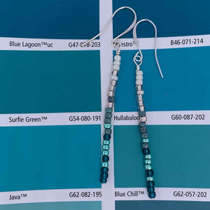 aqua silver tassel earrings resene