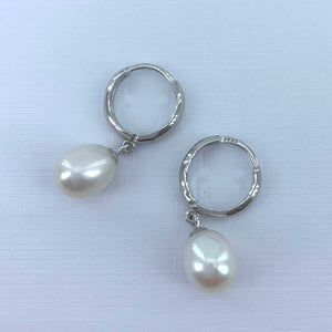 silver hoop pearl earrings jewellery nz
