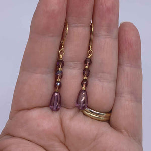 fire polished mauve and gold earrings jewellery women