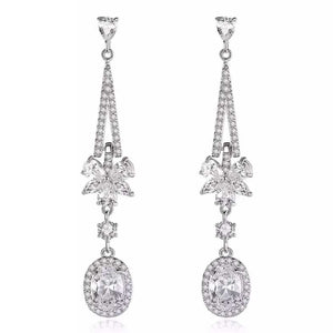 silver crystal bridal earrings wedding NZ