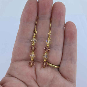 gold crystal drop earrings for women