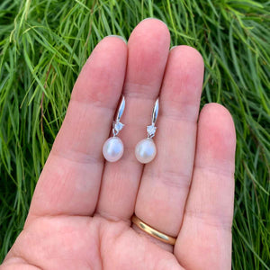 frenelle jewellery earrings pearls silver white crystalwhite pearl drop earrings crystal bridal wedding jewellery