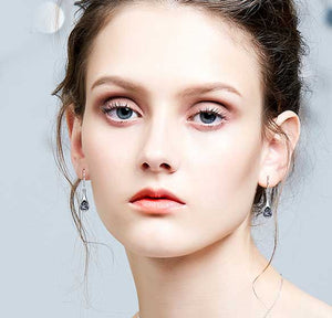 black crystal silver jewellery set