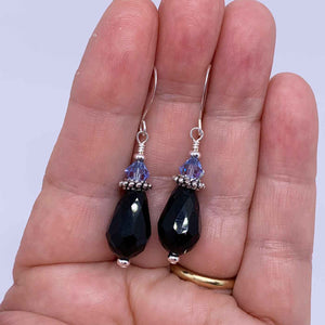 black crystal drop silver earrings nz