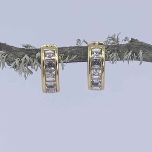 gold huggie crystal earring for women