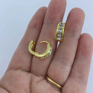 gold huggie crystal earring for women