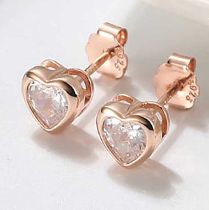 rose gold heart stud earrings