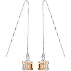 crystal threader silver earrings