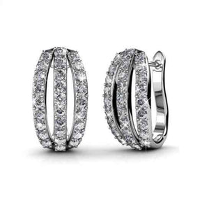 silver crystal huggie earrings evening bridal for women