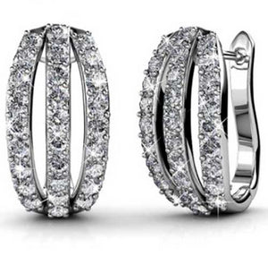 18K White Gold Crystal Huggie Earrings "Kathleen"