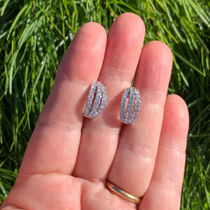 silver crystal huggie earrings evening bridal for women