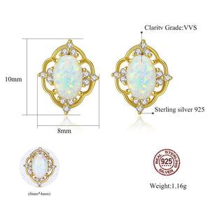 gold opal stud earrings jewellery woman nz