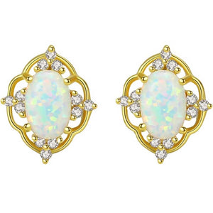 gold opal stud earrings jewellery woman nz