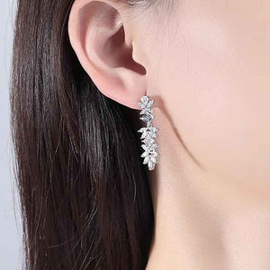 bridal crystal silver drop earrings