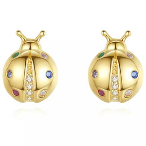 Gold Ladybug Earrings
