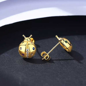 Gold Ladybug Earrings frenelle