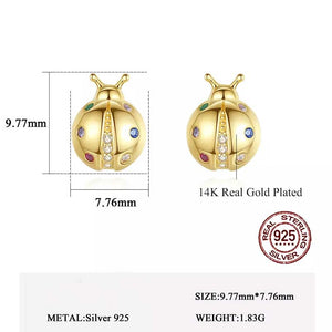 Gold Ladybug Earrings size