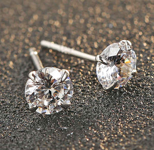 crystal silver stud earrings