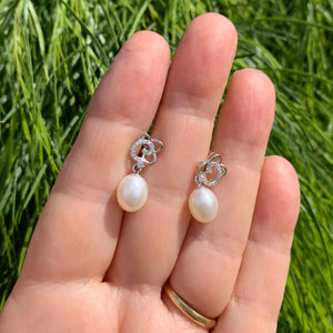 silver earrings white pearl jewellery
