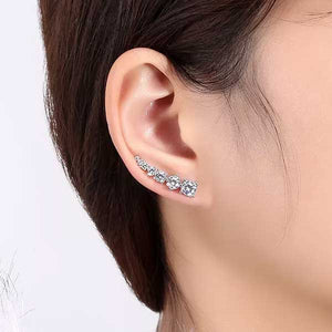 silver cz diamond crawler earring for women bridal