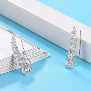 silver cz diamond crawler earring for women bridal