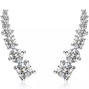 silver cz diamond crawler earring for women bridal
