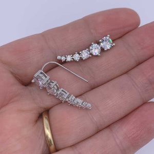 silver cz diamond crawler earring for women bridal