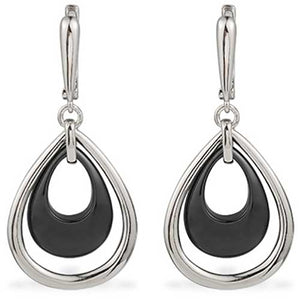 black silver drop huggie earrings jewellery