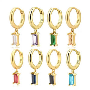 18K Gold CZ Diamond Huggie Earrings "Lucy" (Amber)