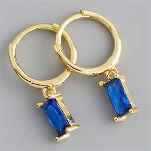 Gold Blue Huggie Earrings frenelle
