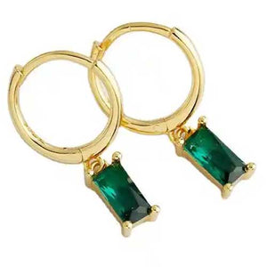 Gold Green Huggie Earrings online nz
