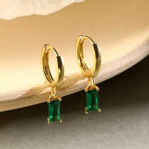 Gold Green Huggie Earrings jewellery