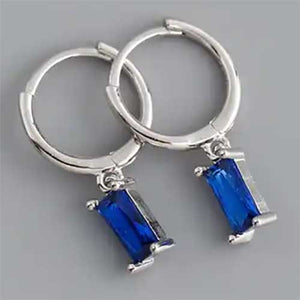 Silver blue huggie earrings 925