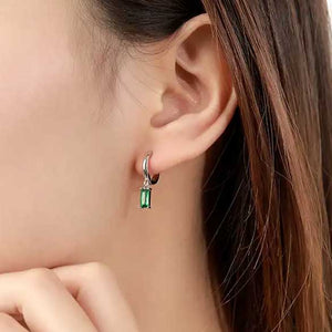 Silver blue huggie earrings frenelle