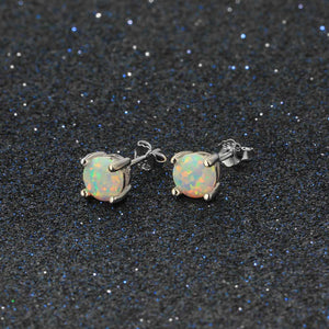 white opal silver stud earrings nz