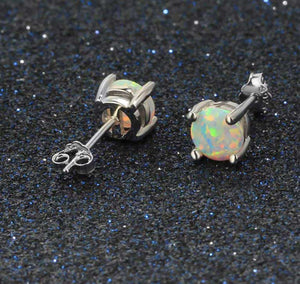 white opal silver stud earrings jewellery