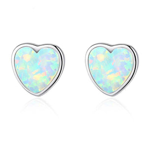 opal stud earrings heart jewellery nz