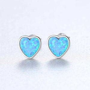heart opal stud earrings jewellery