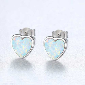 opal stud earrings heart jewellery nz