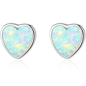opal stud earrings heart jewellery nz
